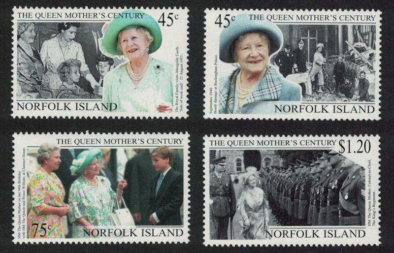 Norfolk 'Queen Elizabeth the Queen Mother's Century' 4v SG#712-715 SC#688-691