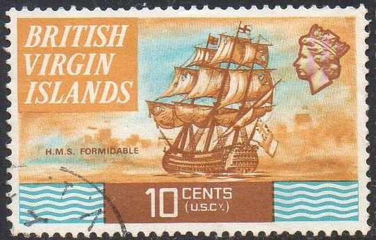 British Virgin Islands 1974 10c HMS Formidable,1782 (P 13½) used