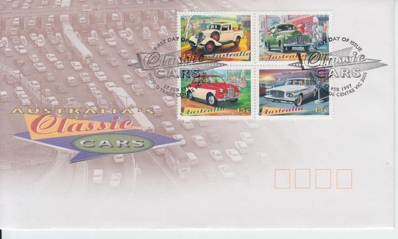 1997 Australia Classic Cars Blk 4 (Scott 1579-82) FDC  
