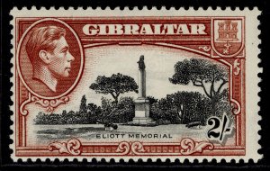 GIBRALTAR GVI SG128b, 2s black & brown, LH MINT. Cat £16. PERF 13