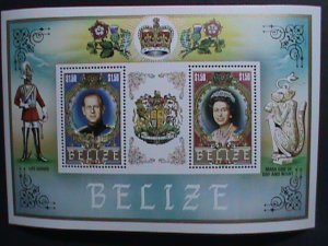 BELIZE -REMEMBER ALWAYS-QUEEN ELIZABETH II MNH S/S- VERY FINE ROYAL COUPLE