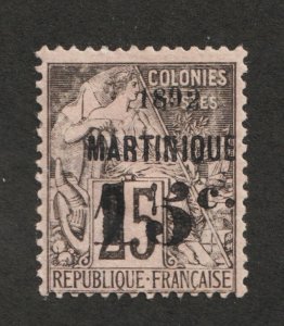 1892 French Martinique Sc# 32 - 15¢.  Seal of the Colony. MH Cv$32.50