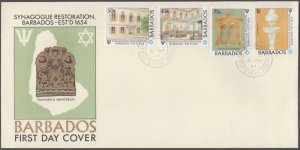 BARBADOS Sc # 710-3 FDC SYNAGOGUE RESTORATION in BRIDGETOWN