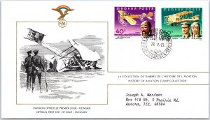 HISTORY OF AVIATION TOPICAL FIRST DAY COVER SERIES 1978 - HUNGARY 40f AND 50f