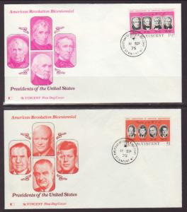 Saint Vincent 435-444 US Presidents Fleetwood S/10 U/A FDC