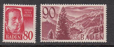 Germany Baden Occ SC# 5N39-40 1948-9 'No PF' issues unused NO GUM