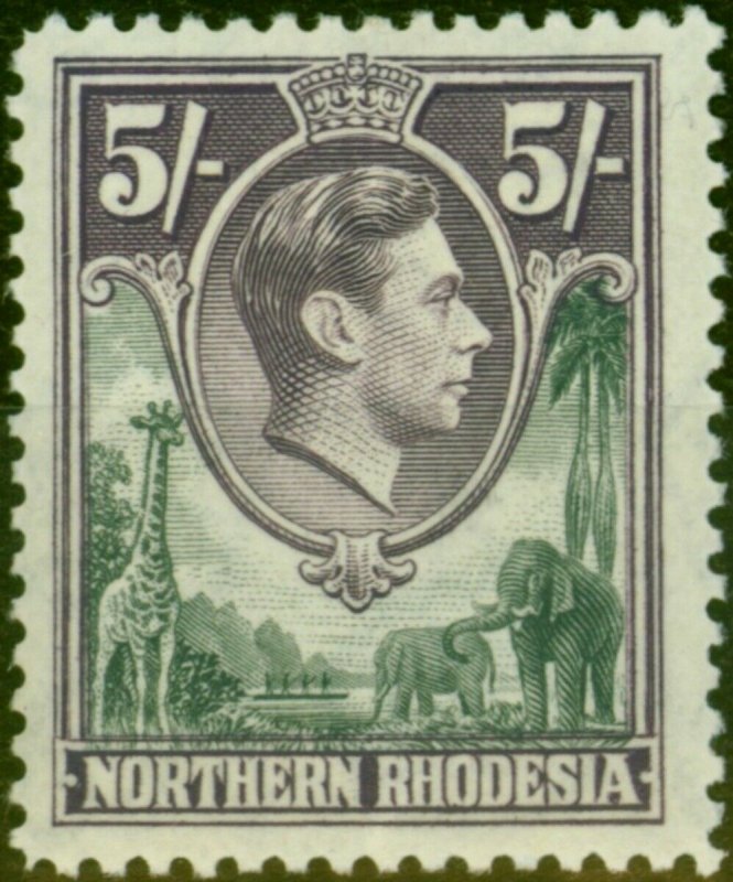 Northern Rhodesia 1938 5s Grey & Dull Violet SG43 Fine & Fresh MM 