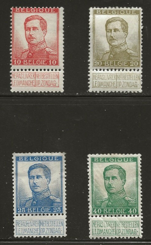 Belgium  (1912)  - Scott # 103 - 107,     MH