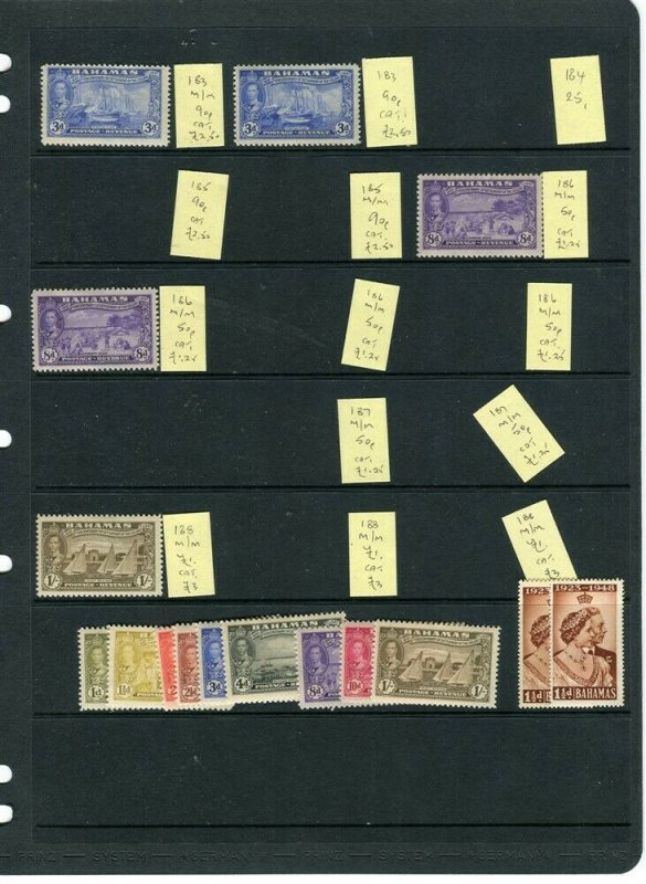 BAHAMAS; 1938-40s early GVI issues useful small Mint STOCK LOT