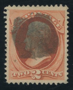 USA 183 - Vermilion on Soft Porous Paper - XF Used with killer cancel