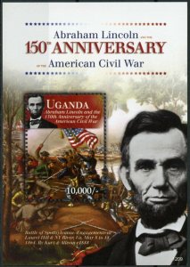 Uganda Abraham Lincoln Stamps 2012 MNH American Civil War Famous People 1v S/S 