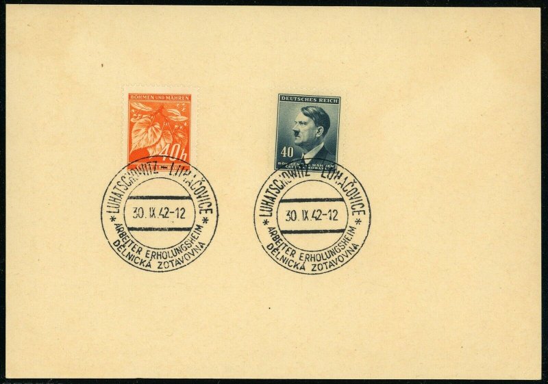 Luhačovice Occupied Czechoslovakia BOHEMIA MORAVIA Workers Rehabilitation Card