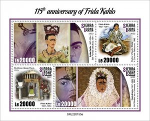 Sierra Leone - 2022 Mexican Painter Frida Kahlo - 4 Stamp Sheet - SRL220155a