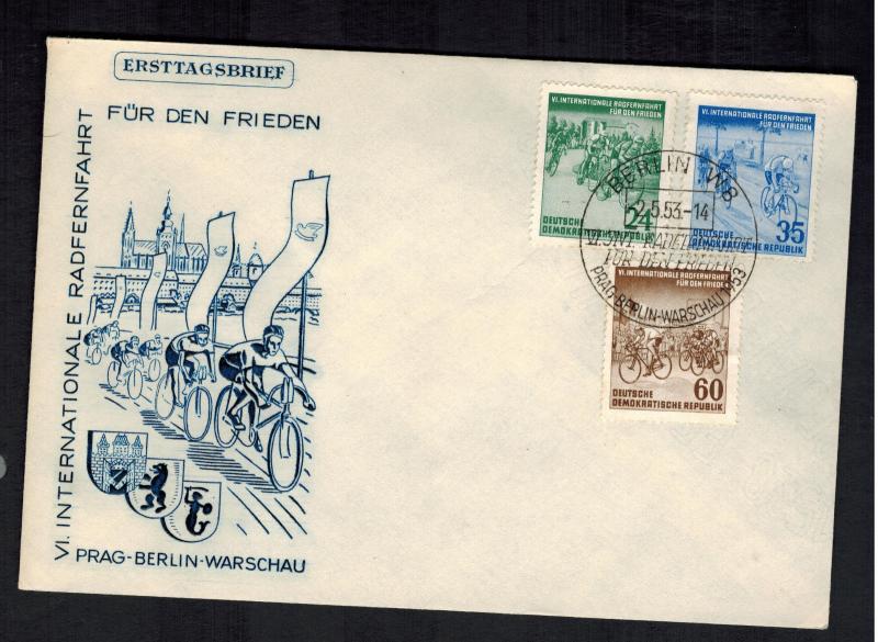 1953  East Germany DDR First Day Cover Bicycle Race  FDC 