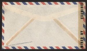 Hawaii USA 1944 KAHULUI Maui WWII Censor Territorial Airmail DC10 20c Cov 109164