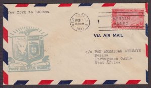 1941 foreign First Flight FAM F18-20 PAA cachet New York to Bolama PanAm