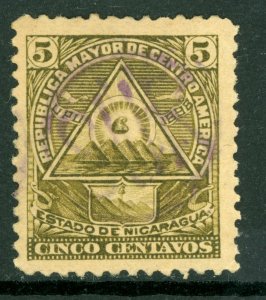 Nicaragua 1898 Seebeck Coat of Arms 5¢ Unwmk VFU B636