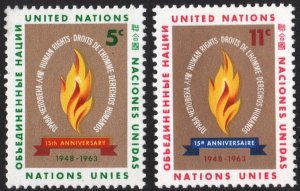 SC#121 & 122 5¢ & 11¢ United Nations: 15 Years Human Rights (1963) MNH