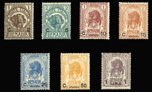 Italian Colonies, Somalia #10-16 (Sass. 10-16) Cat€325, 1906-7 Surcharges, ...