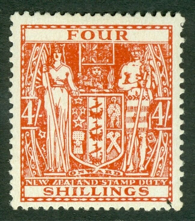 SG F194 New Zealand 1940-58 4/- red brown. Lightly mounted mint CAT £38