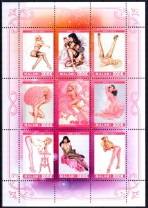 Malawi 2022 Erotic Art Nudes PIN - UP ( II ) Sheet MNH