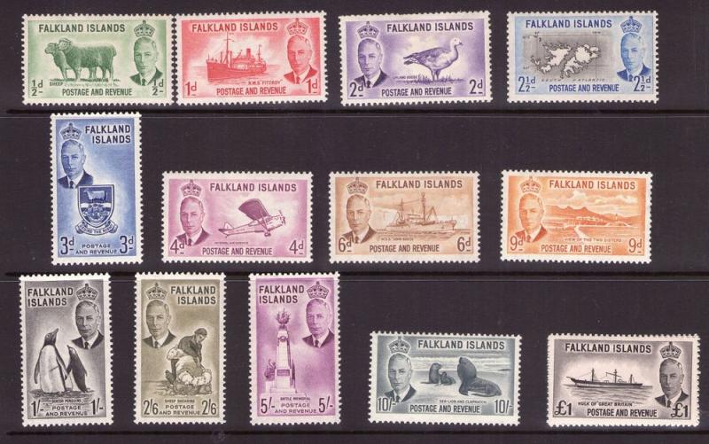 FALKLAND ISLANDS 1952 Set very lightly hinged.