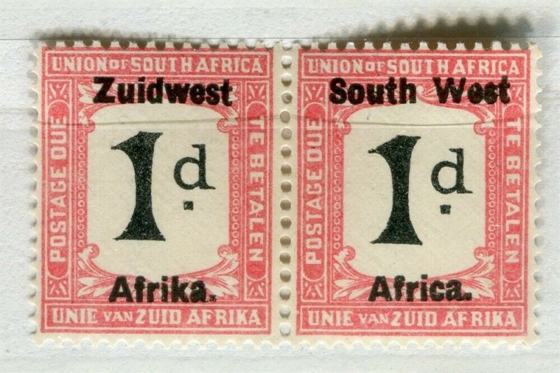 SOUTH WEST AFRICA; 1923 early Postage Due issue Mint hinged 1d. pair