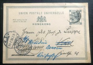 1898 Hong Kong Postal Stationery Postcard Cover to Wittdun Germany