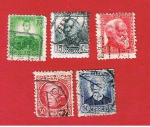 Spain #546-550 VF used  Portraits  Free S/H