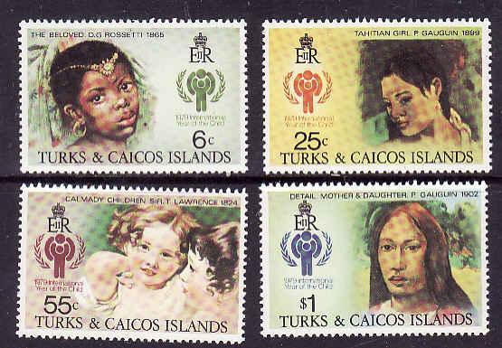 Turks & Caicos-Sc#386-9-unused NH set-IYC-Paintings1979-