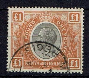 KENYA, UGANDA & TANGANYIKA SG95 1922 £1 BLACK & ORANGE USED