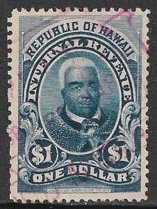 HAWAII 1897 $1.00 King Kamehameha I Revenue Sc R11 Used
