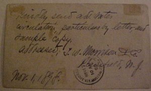 US SPAIN AMERICAN WAR 1898 PLAINFELD NJ POSTAGE DUE MARK MILITARY STA,PORTO RICO