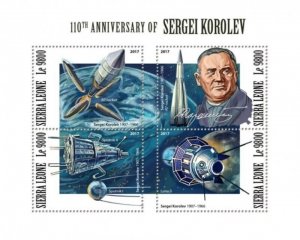 Sierra Leone - 2017 Sergei Korolev - 4 Stamp Sheet - SRL171116a