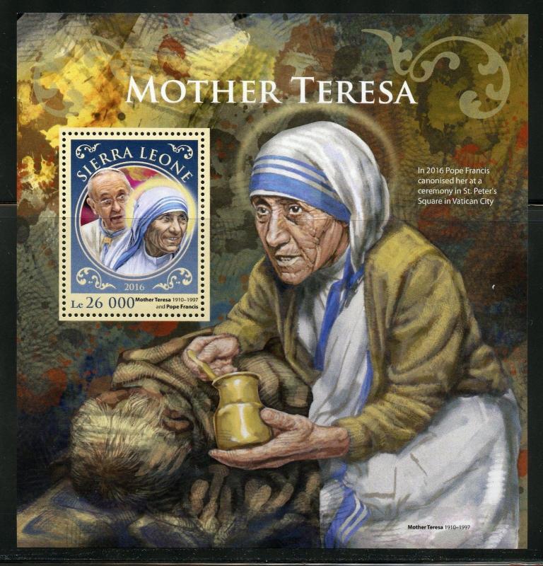 SIERRA LEONE 2016 MOTHER TERESA SOUVENIR SHEET MINT NH