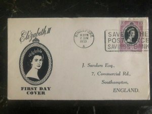 1953 Singapore First Day Cover FDC QE II Queen Elizabeth coronation To England B