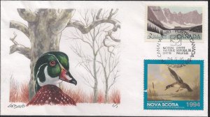 Gary Davis Hand Painted FDC for Nova Scotia 1994 Duck Stamp - One of a Kind