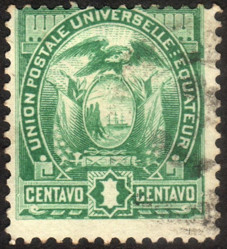 1887, Ecuador 1c, Used, Sc 19