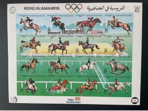 1984 Libya ND Mi. 1411 - 1426 Sheet Riding Horse Horse Olympic Games-