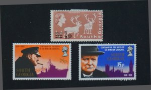 SOUTH GEORGIA   Lot of  3 stamps   Winston Churchill  MH