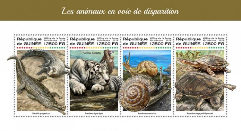 GUINEA - 2018 - Endangered Species - Perf 4v Sheet - Mint Never Hinged