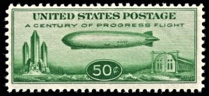 US C18 MNH VF  50 Cent  Graf Zepplin, Federal Building Chicago CV $75