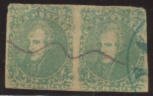 Confederate States 3 Used Pair of 2 Stamp BX5228