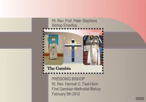 Gambia 2012 - Methodist Bishops - Souvenir stamp sheet - Scott #3422 - MNH