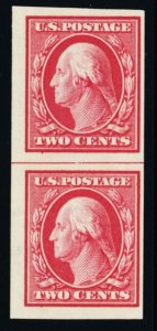 384V, Mint F/VF NH RARE 2¢ Vertical Imperforate Line Pair - Stuart Katz