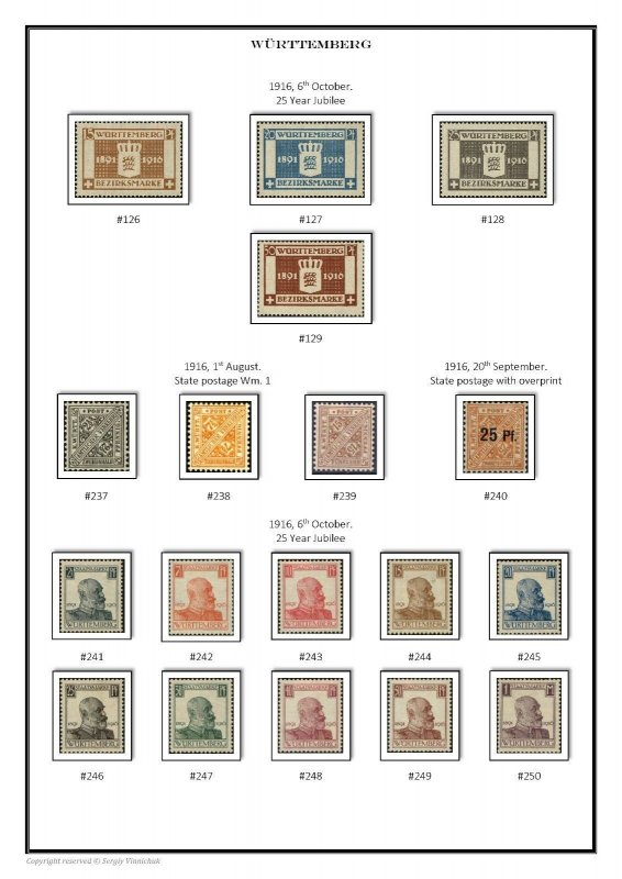 Germany Württemberg German State 1851-1923 PDF(DIGITAL) STAMP ALBUM PAGES