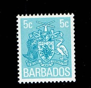 BARBADOS SCOTT#432 1975 5c COAT OF ARMS - MNH