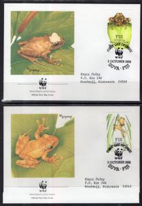 Fiji 591-594 Frogs Set of Four Typed FDC