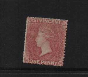 St Vincent 1861 SG1 1d Red - 15 perf no watermark mounted mint