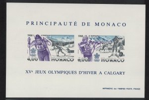 Monaco Skiing Winter Olympic Games Calgary MS Imperf 1988 MNH SG#MS1867